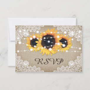 Comida de tarjetas RSVP de boda de girasol de cose