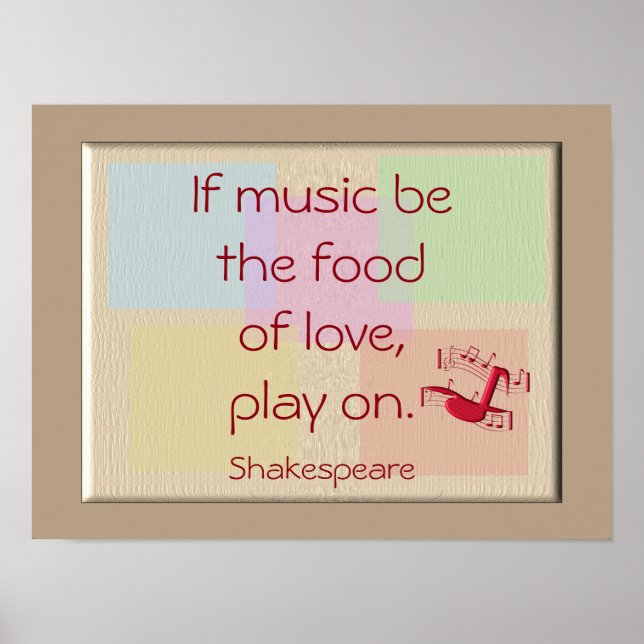 Comida del amor — arte impreso -cita de Shakespear (Frente)