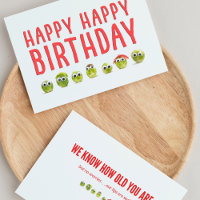 Comida divertida tarjeta de cumpleaños verduras ta