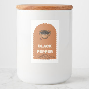 Comida Etiqueta para frasco de pimienta negra especia ter