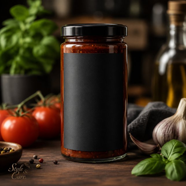Comida Etiqueta personalizada 2x3 negra sólida para conte (Personalized 2x3 Solid Black Food Container Label)