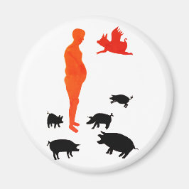 Comida feliz imán vegetariano en la granja