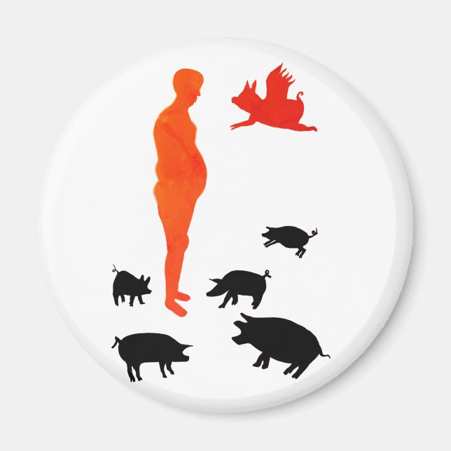 Comida feliz imán vegetariano en la granja (Frente)