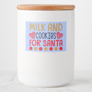Comida Leche y cookies para la etiqueta de jarra de conte