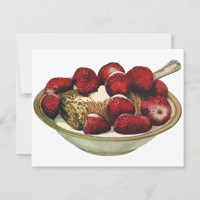 Comida Vintage Saludable Desayuno Cereal Fresas (Anverso)