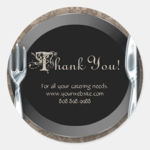 Comidas Gracias Pegatinas Plata Cubertería Beige