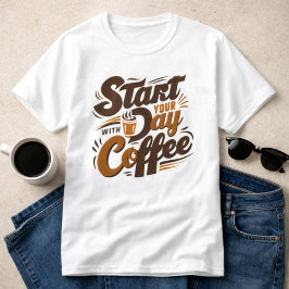 Comience el día con café | camiseta blanca