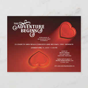 Comienza la aventura, dos corazones, tarjeta posta