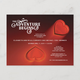 Comienza la aventura, dos corazones, tarjeta posta
