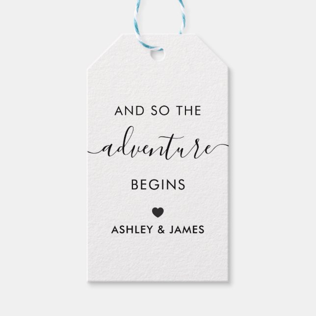 Comienza la aventura, etiqueta de bienvenida Boda, (Anverso)