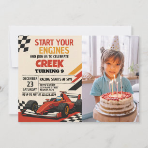 ¡Comienza Tus Motores! Invitación de cumpleaños de