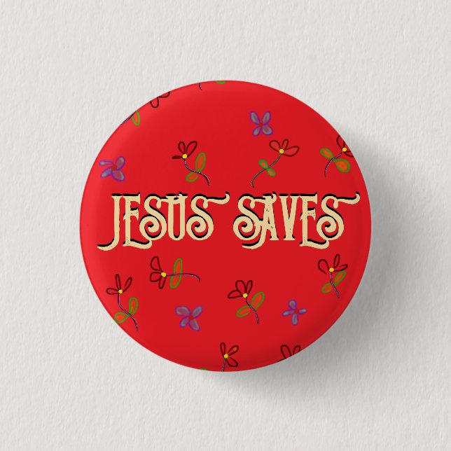 Comilla ‘Jesús salva’ con flores Botón rojo (Anverso)