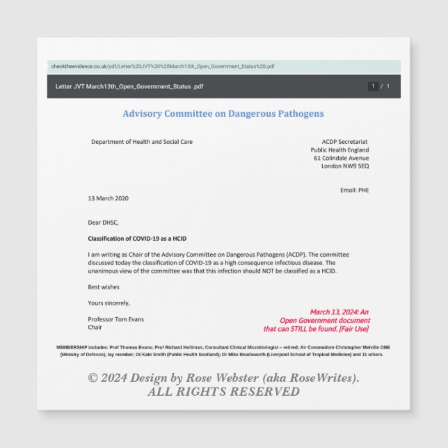 Comité Asesor de la tarjeta magnética RoseWrites (Anverso)