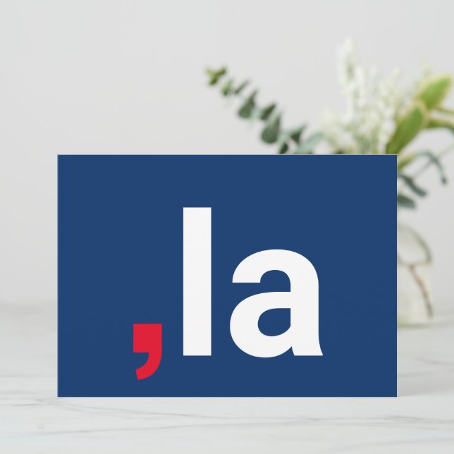 Comma La kamala pronunciación divertida azul rojo  (Anverso de pie)