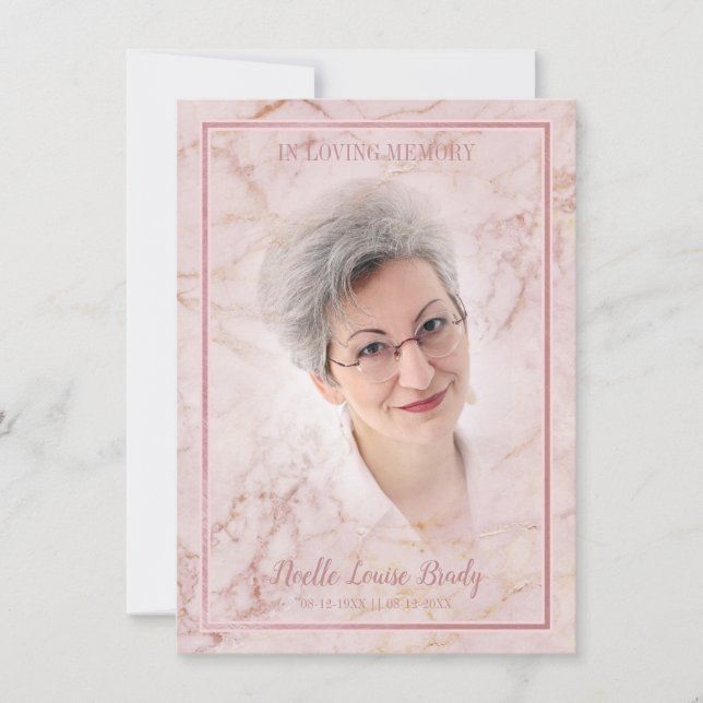 Commemorative Celebration of Life Pink Faux Marble (Anverso)