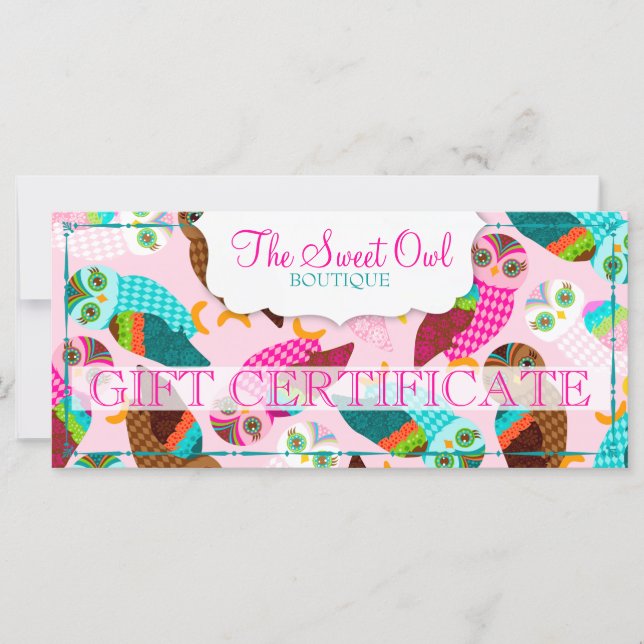 ¿Cómo Ahora Lechuzas? Certificado de regalo (Anverso)