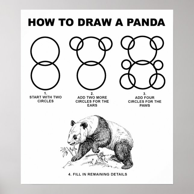 Cómo Dibujar un Póster Divertido de Panda (Frente)