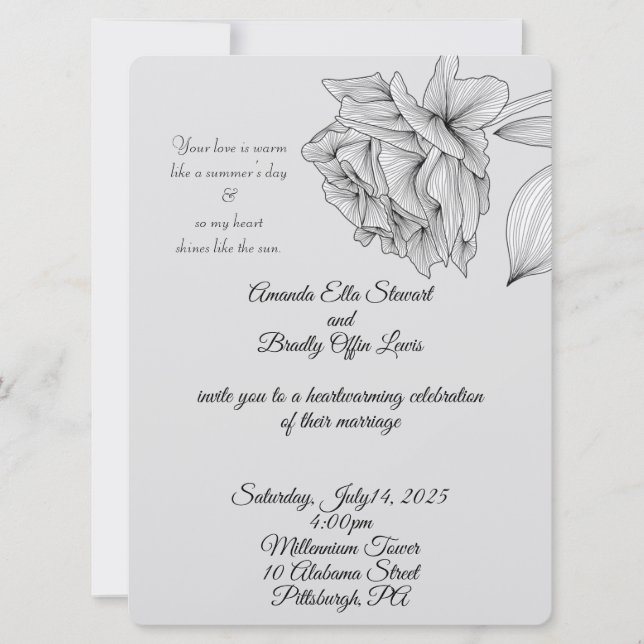 Como el Sol Invitación a la Boda de 6.5" x 8.75" (Anverso)