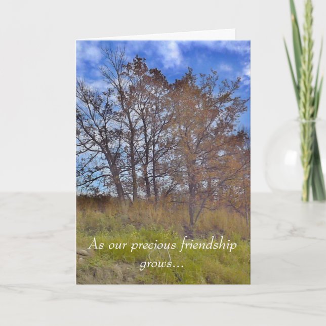 "Como nuestra amistad preciosa crece" la tarjeta (Anverso)