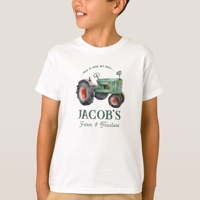 Cómo rodar camiseta de cumpleaños de Tractor Boys (Anverso)