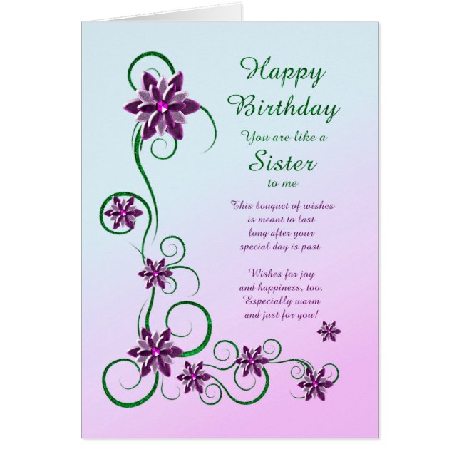 Como un cumpleaños de hermana con Scrolls y Flores (Frente)