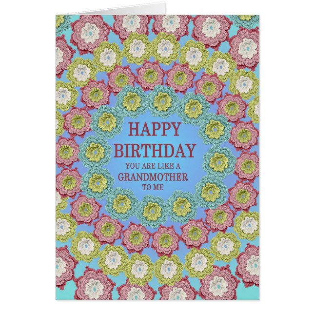 Como una abuela con flores crochet de cumpleaños (Frente)