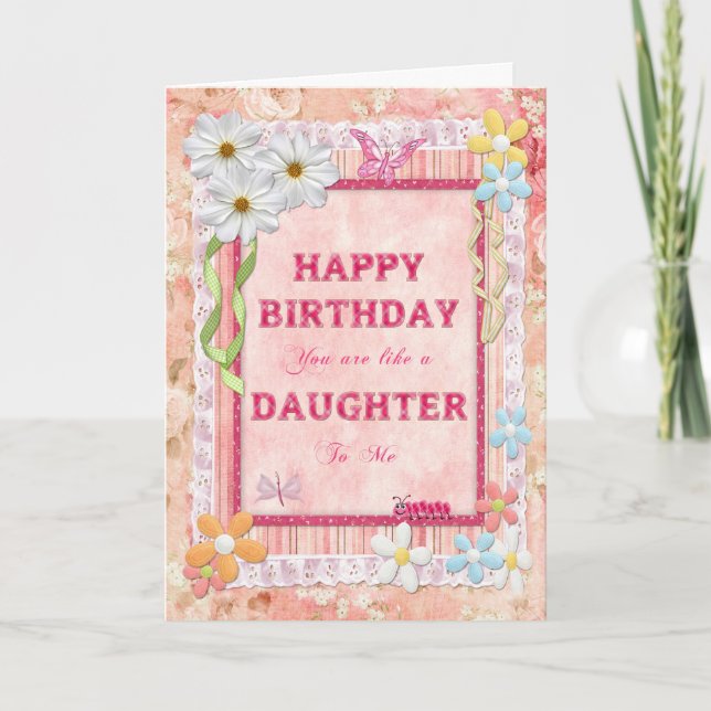 Como una hija a mí, tarjeta de cumpleaños del arte (Anverso)