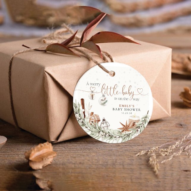 Cómoda etiqueta de favoritos de Baby Shower Navida (Subido por el creador)