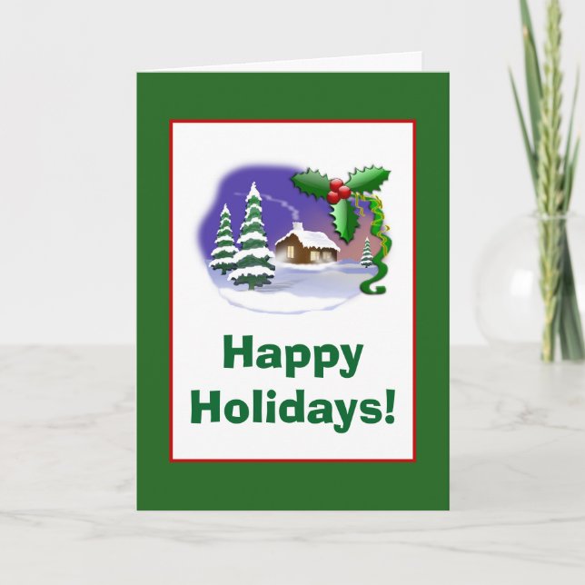 Cómoda tarjeta de Navidades caseros de vacaciones (Anverso)