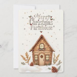 Cómoda tarjeta de Navidades de cabaña   Festividad