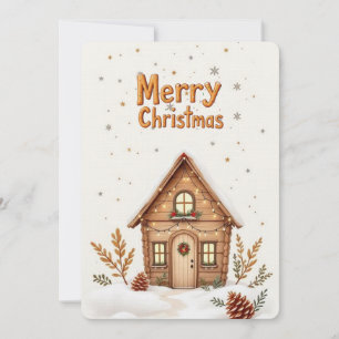 Cómoda tarjeta de Navidades de cabaña   Festividad