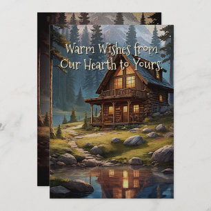 Cómoda tarjeta de Navidades de cabinas de invierno