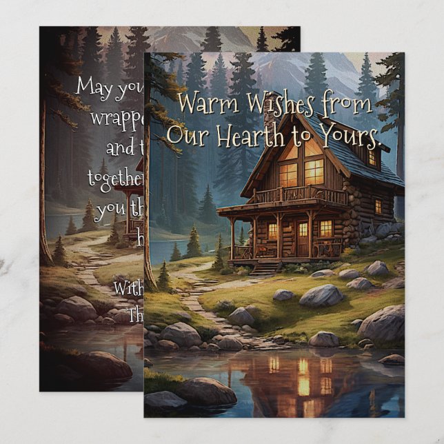 Cómoda tarjeta de Navidades de cabinas de invierno (Anverso / Reverso)