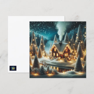 Cómoda tarjeta de Navidades de cabinas de invierno