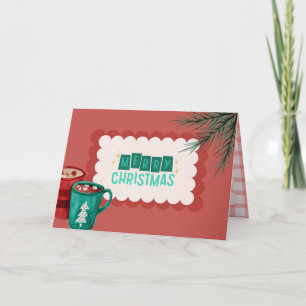 Cómoda tarjeta de Navidades de chocolate caliente