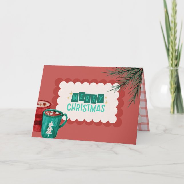 Cómoda tarjeta de Navidades de chocolate caliente  (Anverso)