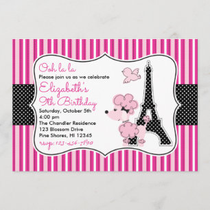Comodle rosado en las invitaciones de cumpleaños d