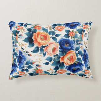 Cómodo almohada de acento azul con patrón floral
