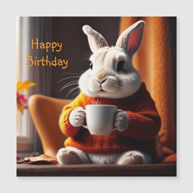 Cómodo Bunny Magnetic Birday Card (Anverso)