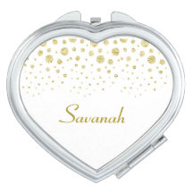 Purpurina de oro Confetti Monogramo espejo compact