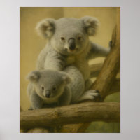 Compañeros Koala - Impresión de arte de vida silve