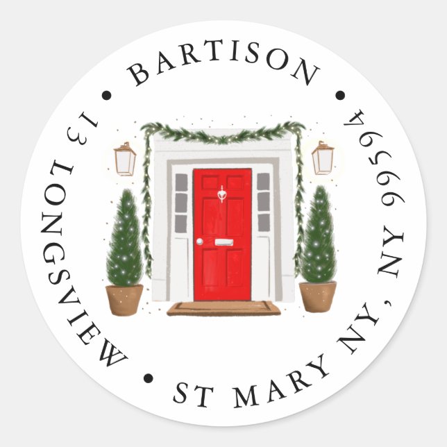 compañía de puertas rojas Classic Round Pegatina (Anverso)