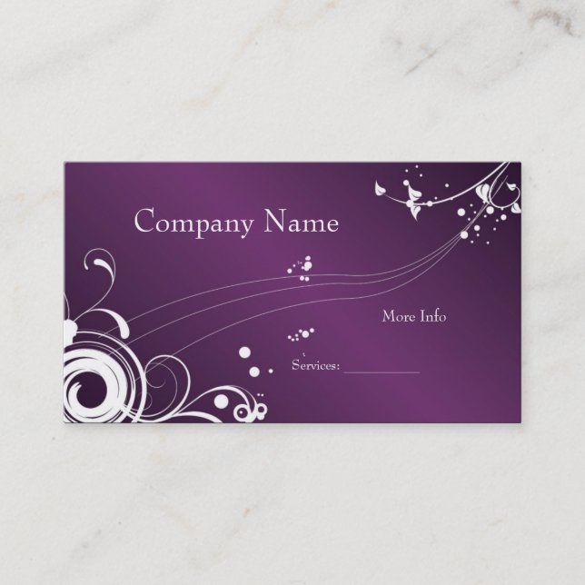 Compañía de tarjetas de visita Elegant Purple Whit (Anverso)