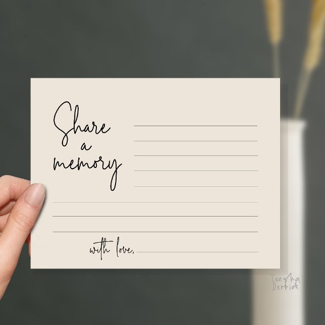 Comparte un recuerdo Tarjeta de funeral con guion  (Funeral Service, Share a memory or words to the family card in black and cream)