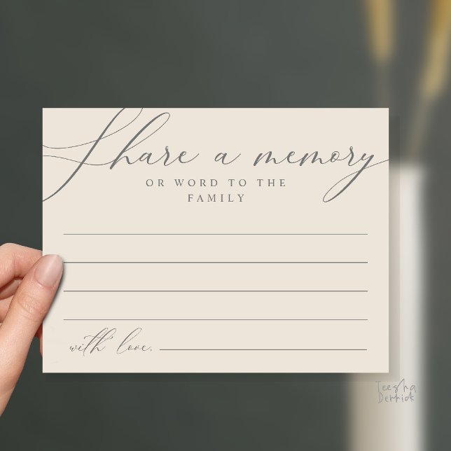 Comparte un recuerdo Tarjeta de servicio funeral c (Share a memory Memorial Funeral Service Card in Grey and Cream)