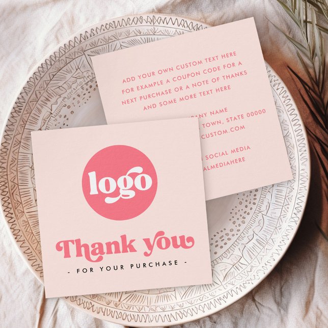Compartimiento rosa de color retro gracias inserta (Retro blush pink business thank you insert card)