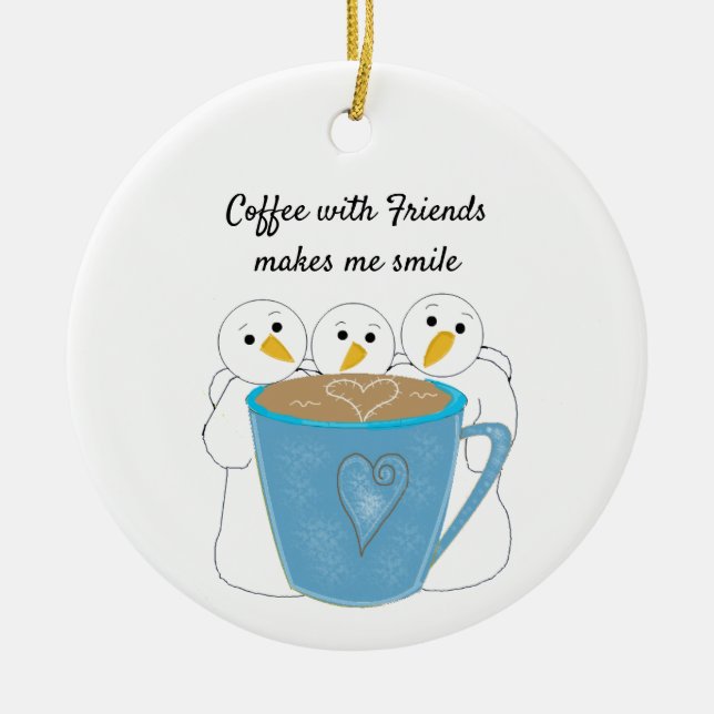 Compartir un café con un adorno cerámico de amigos (Frente)