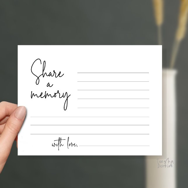 Compartir una memoria Funeral Service Tarjeta de s (Funeral Service, Share a memory or words to the family card in black and white)
