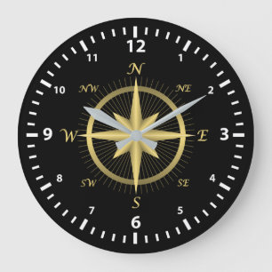 Compás clásico del oro y cara de reloj blanca del