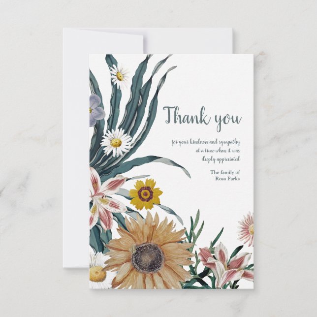 Compasión floral Gracias Tarjeta (Anverso)
